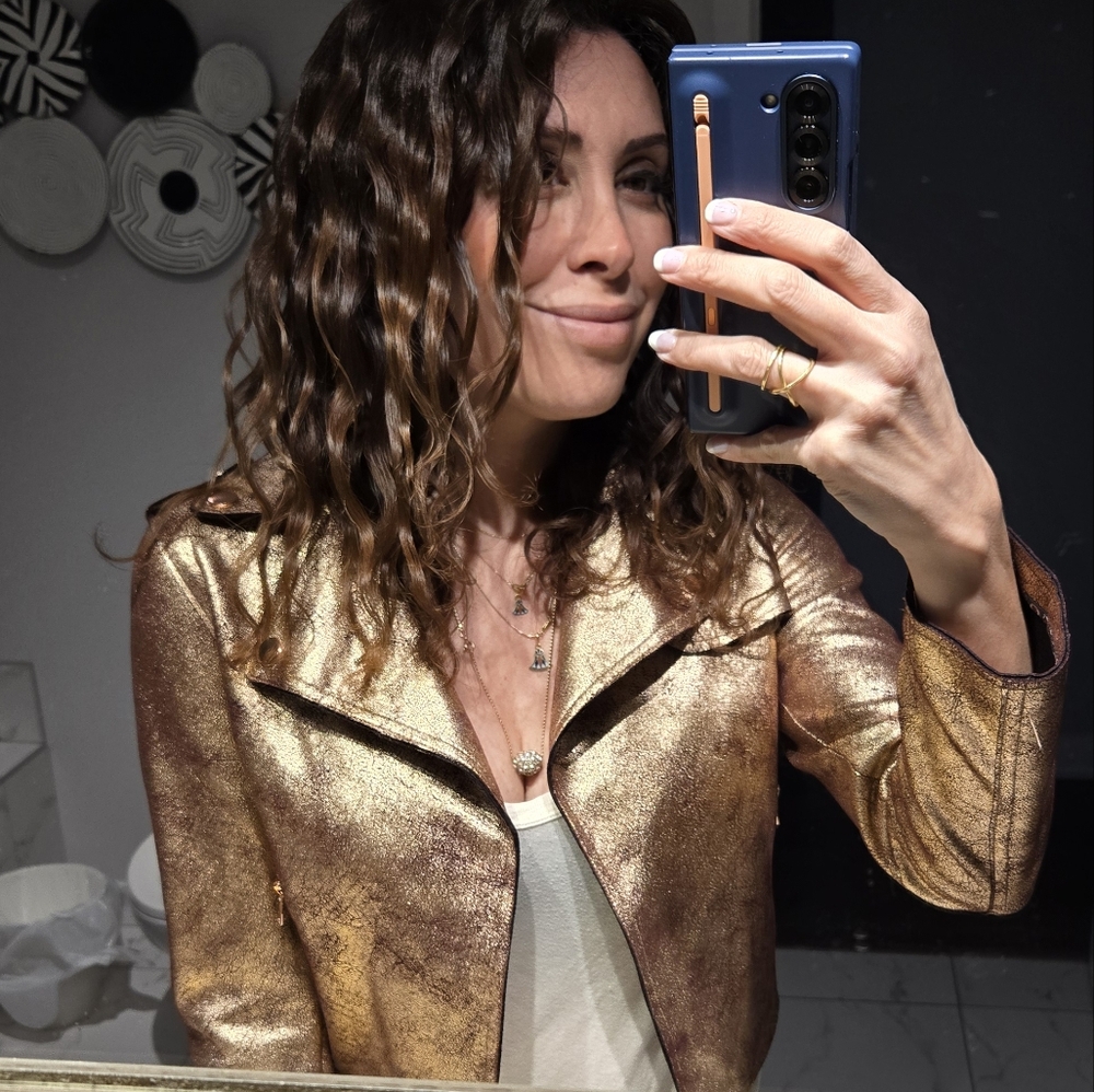 Anthropologie Rose Gold Moto Jacket XS